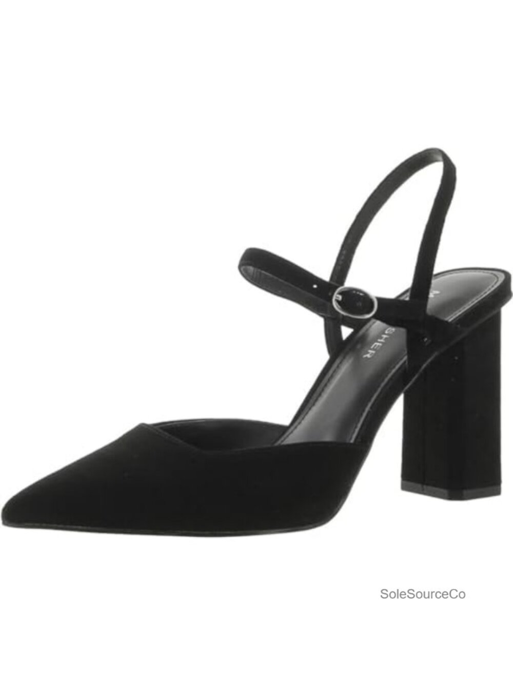 Pointed Toe Block Heel Ankle Strap Suede Pump Dress Shoe